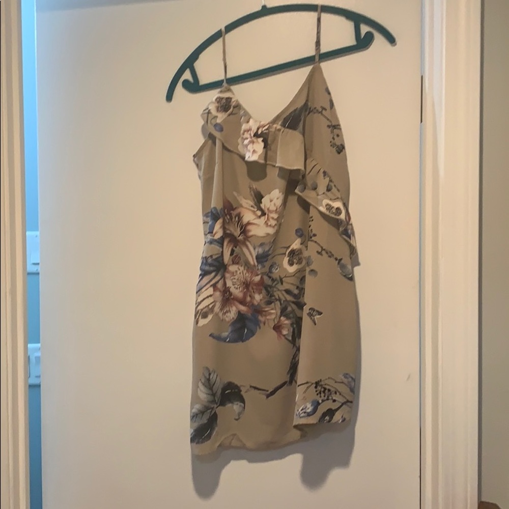 Floral tan mini  dress